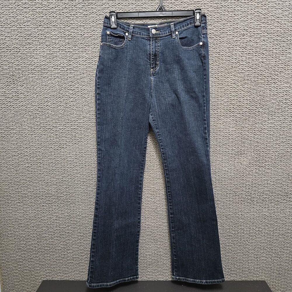 ST JOHN'S BAY Women's Stretch Boot Jeans Dark Wash Bootcut Mid Rise Size 12